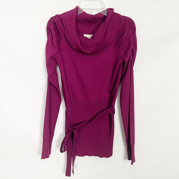 Derek Heart Sweater Juniors M Y2K Puff Shoulder Cowl Neck Career Workwear Casual - Picture 1 of 9